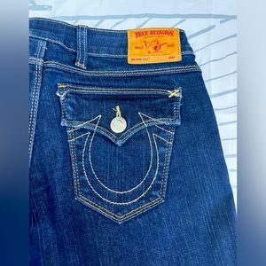 True Religion Billy Jeans W26 Dark Wash Leather Tag